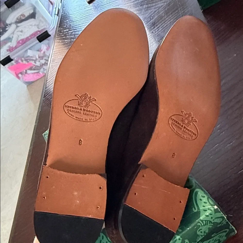 New Stubbs & Woolen Brown Velvet Loafers with Embroidered Design 8